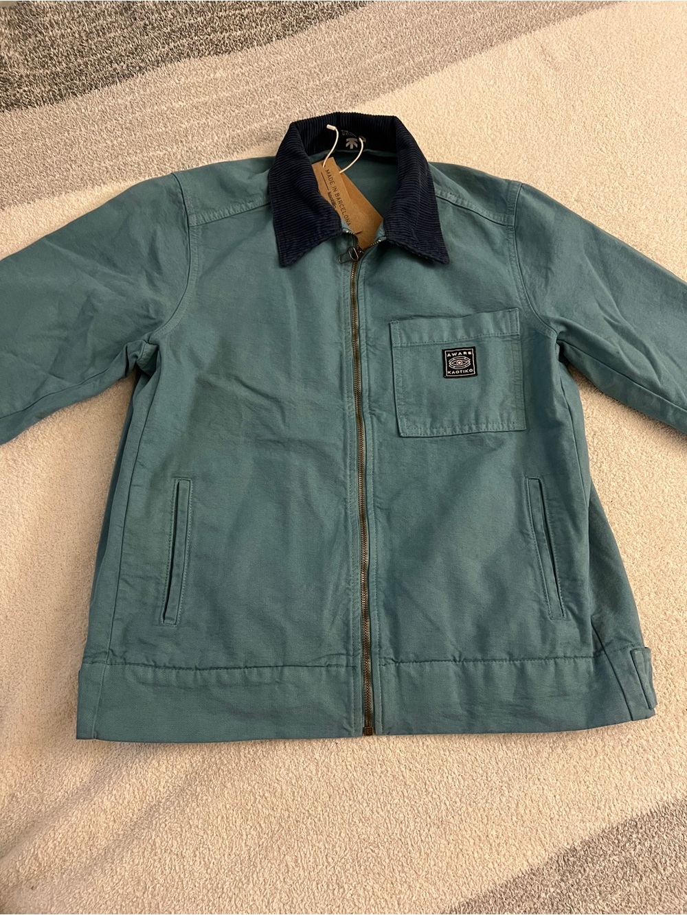 Kaotiko BCN Aware Work Jacket Teal Corduroy Collar NWT Size S